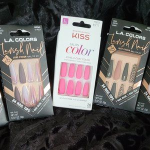 LA. Colors Larish Nails 24 Nails (Nail Tip Kit) & Kiss Nail Set 28 Nails